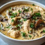 creamy mushroom chicken and wild rice soup
