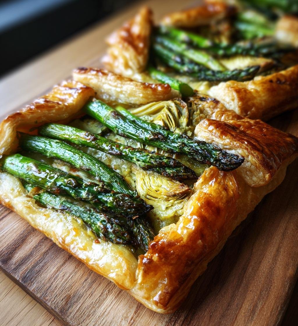 Asparagus-artichoke puff pastry galette