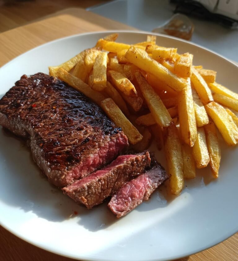 Beef steak with fries
