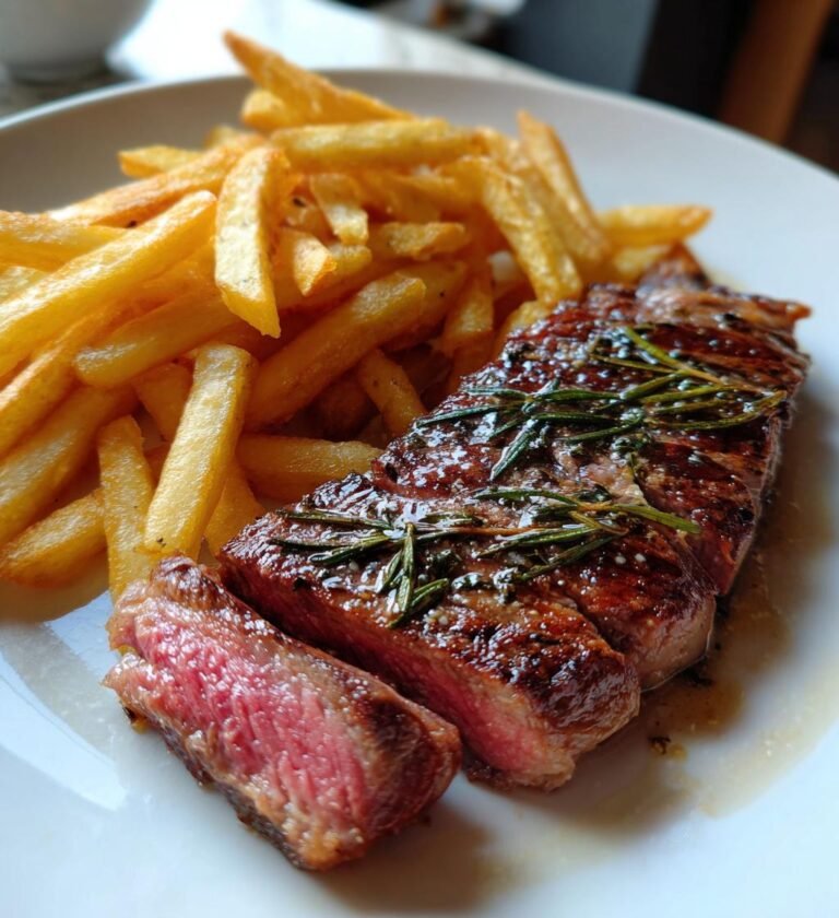 Beef steak with fries (steak frites)