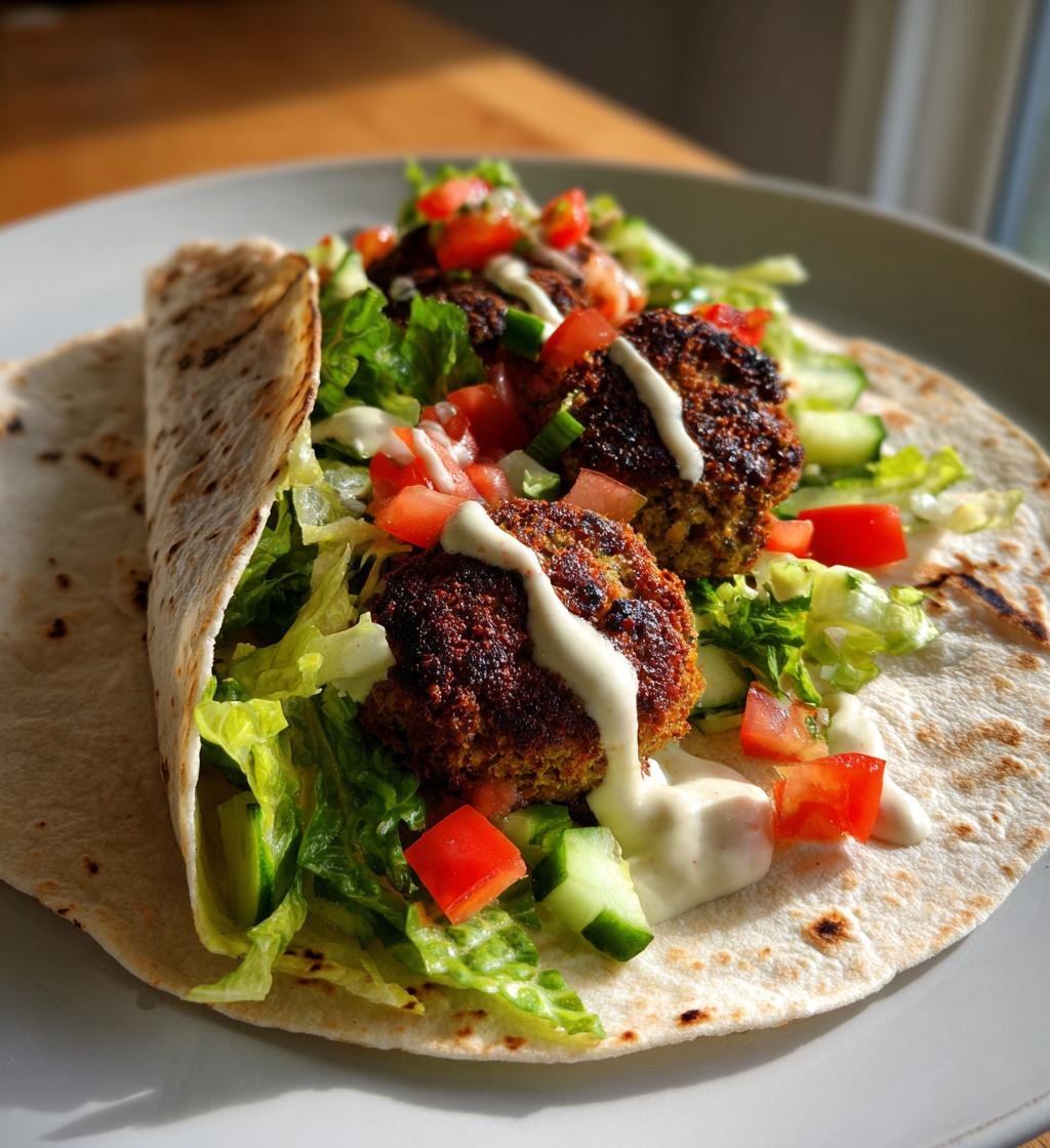 Falafel w tortilli z sosem tahini