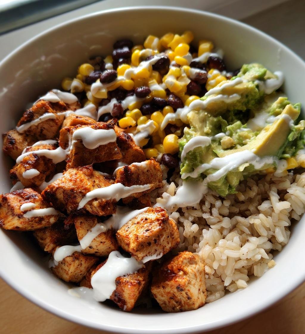 High-protein chicken burrito bowl