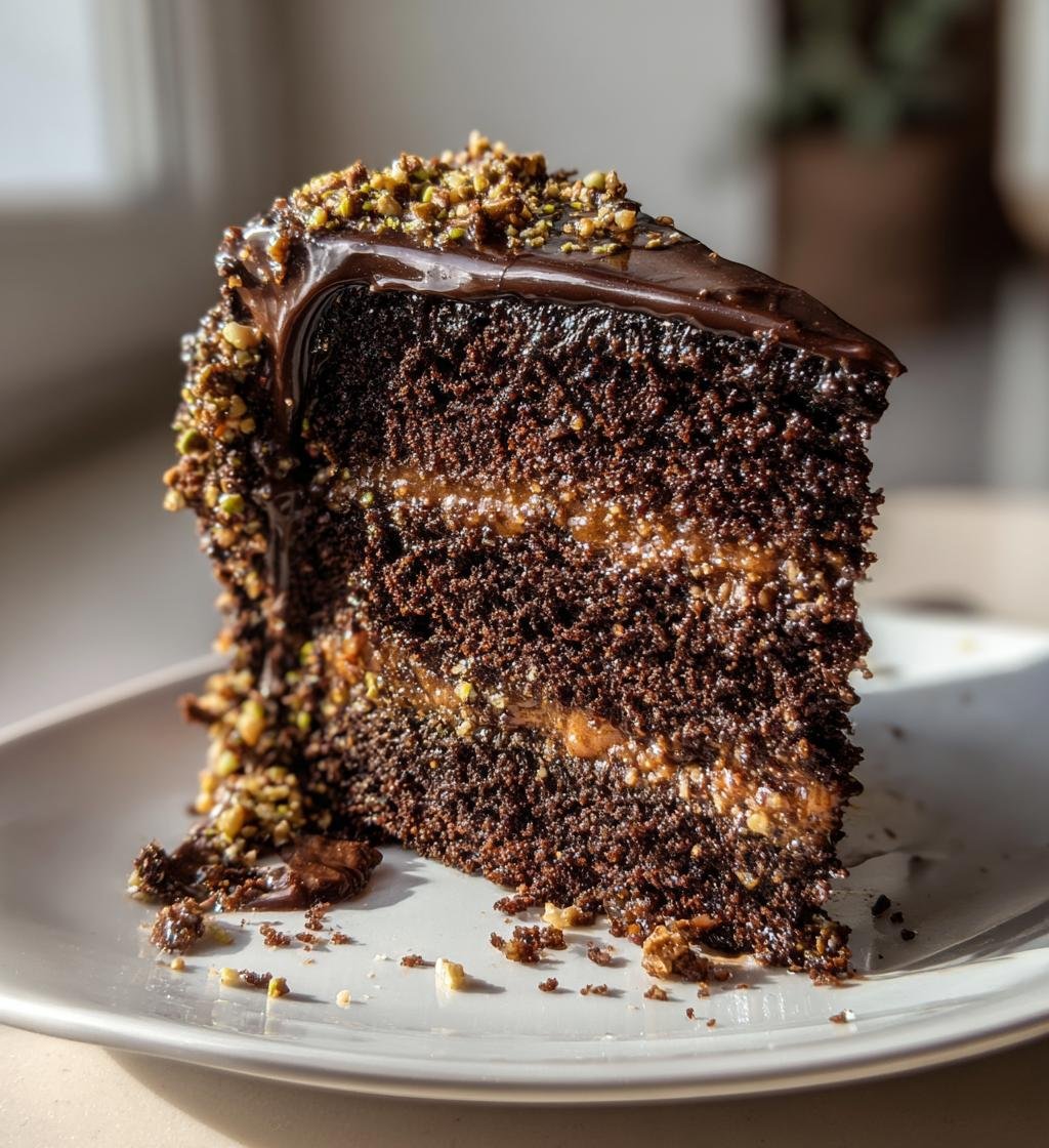 Pistachio chocolate cake (viral dessert trend)