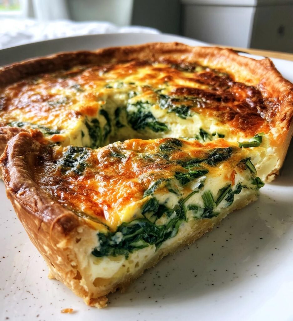 Spring quiche with spinach & cheddar