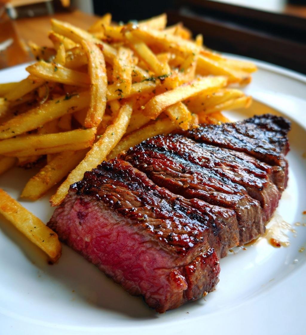 Beef steak with fries (steak frites)