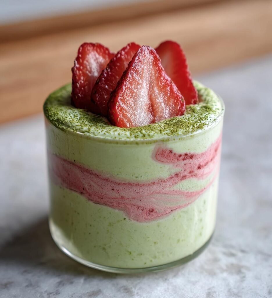 Matcha strawberry desserts (fusion trend)