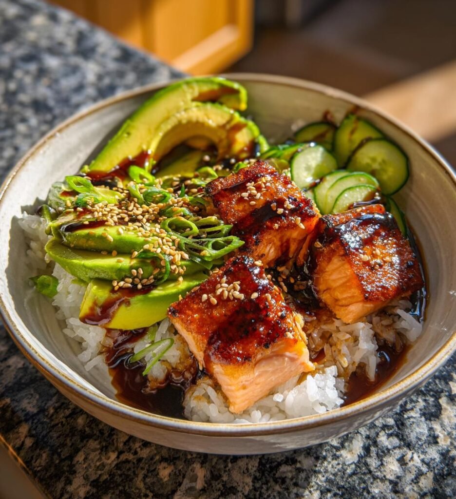 Salmon rice bowl