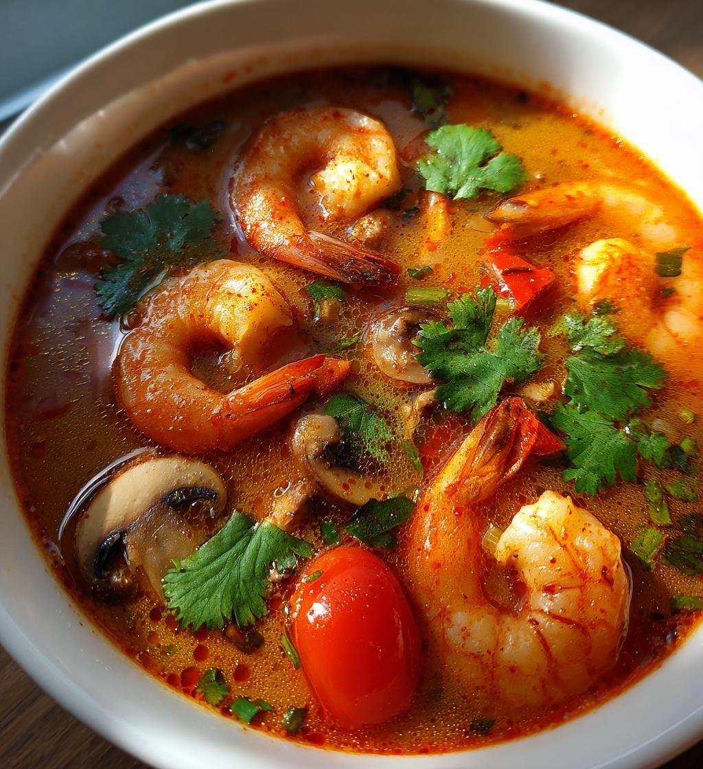 Thai tom yum shrimp soup